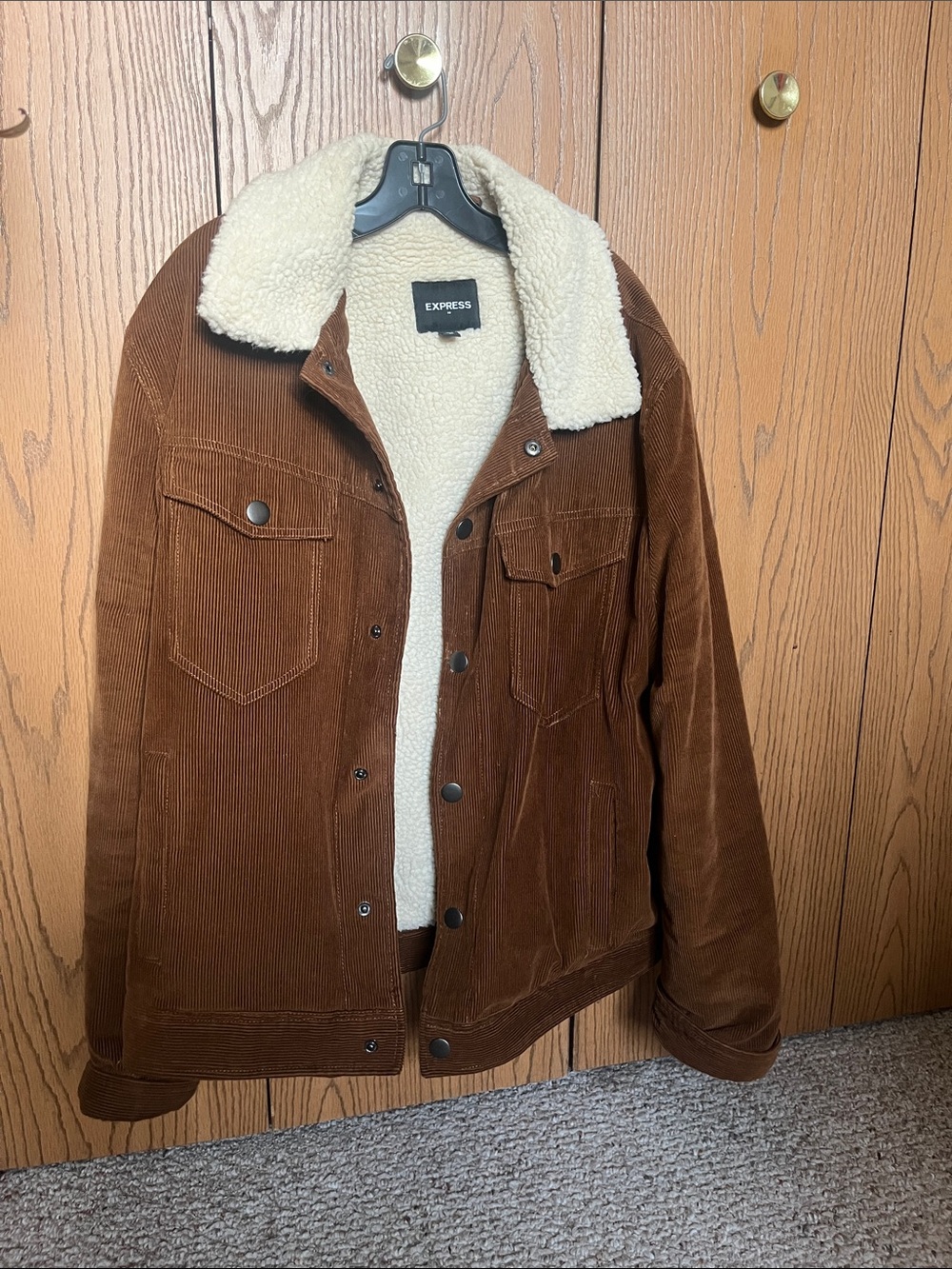 Express Brown Corduroy Sherpa-Lined Jacket